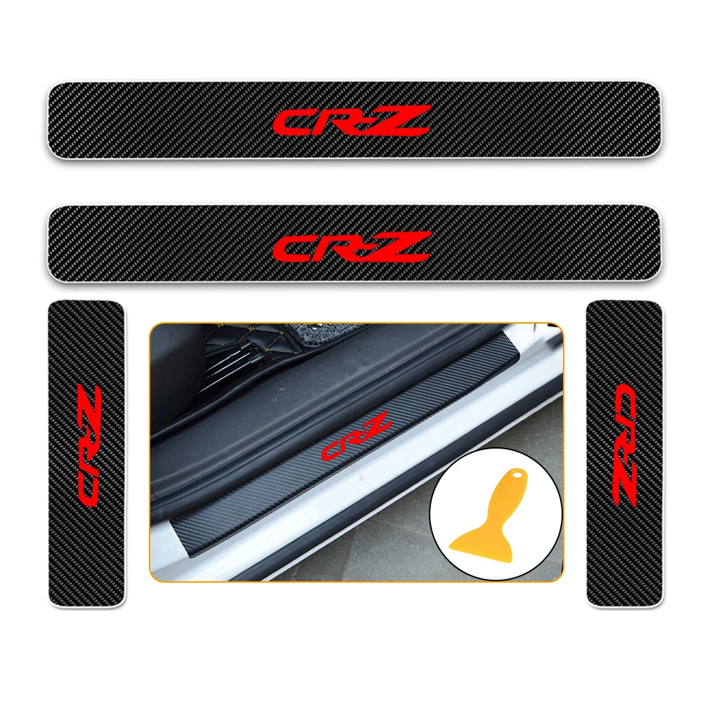 Car Door Sill Welcome Pedal Stickers For Honda CR-Z CRZ Door Sill Guard 4D Carbon fiber sticker Car Accessories 4PCS