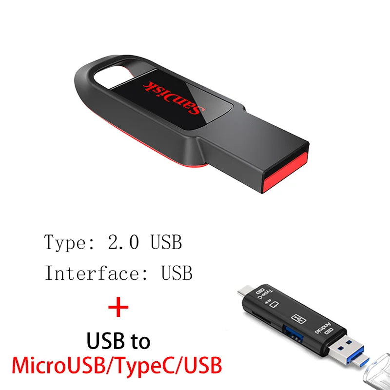 CZ61 Y211 Флеш-накопитель USB sandisk 32, 64, 128, 16 ГБ, мини-накопитель 128 ГБ, 64 ГБ, 32 ГБ, 16 ГБ, флеш-накопитель 2,0, USB флешка, диск на ключ, память для телефона - Цвет: CZ61 Y211