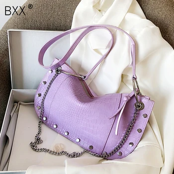 

[BXX] Stone Pattern Solid Color PU Leather Chain Bags Female Crossbody Bags For Women 2020 Summer Sweet Shoulder Handbags HM698