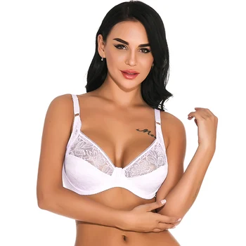 

Sexy Lace Bra Plus size B C D DD E Cup Underwire Gather Adjustment Plunge Lingerie Push up Bras For Women Underwear BH Top