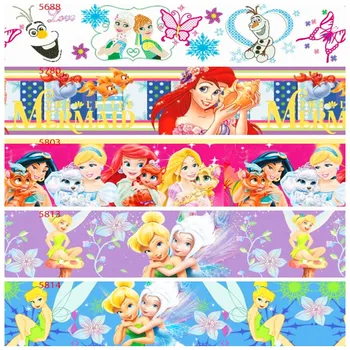 

100% Polyester Princess Girls printed Grosgrain Ribbon Satin Ribbon Floral Ribbons GR01