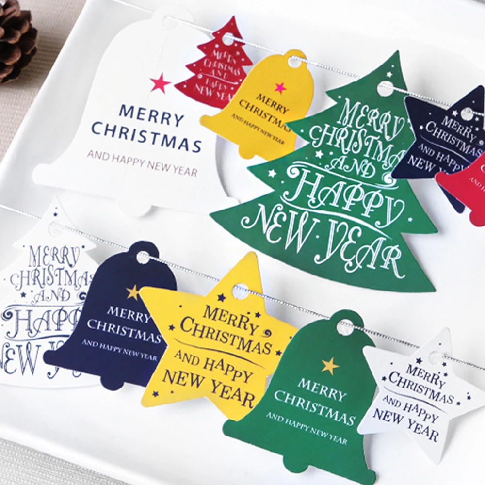 

14pcs/Set Gift Card Colorful Christmas Card New Year Christmas Tree Bell Packaging Card Christmas Decoration Mini Message Card