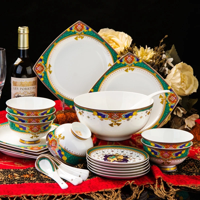 

European-style Household Tableware Set Camel Design 60PC/Set