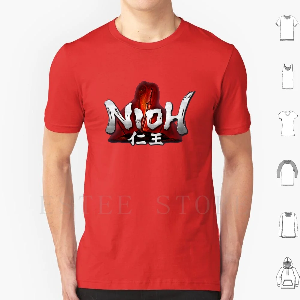 Maglietta Con Logo Nioh Fai Da Te Taglia Grande 100% Cotone Nioh Dark Souls Giappone
