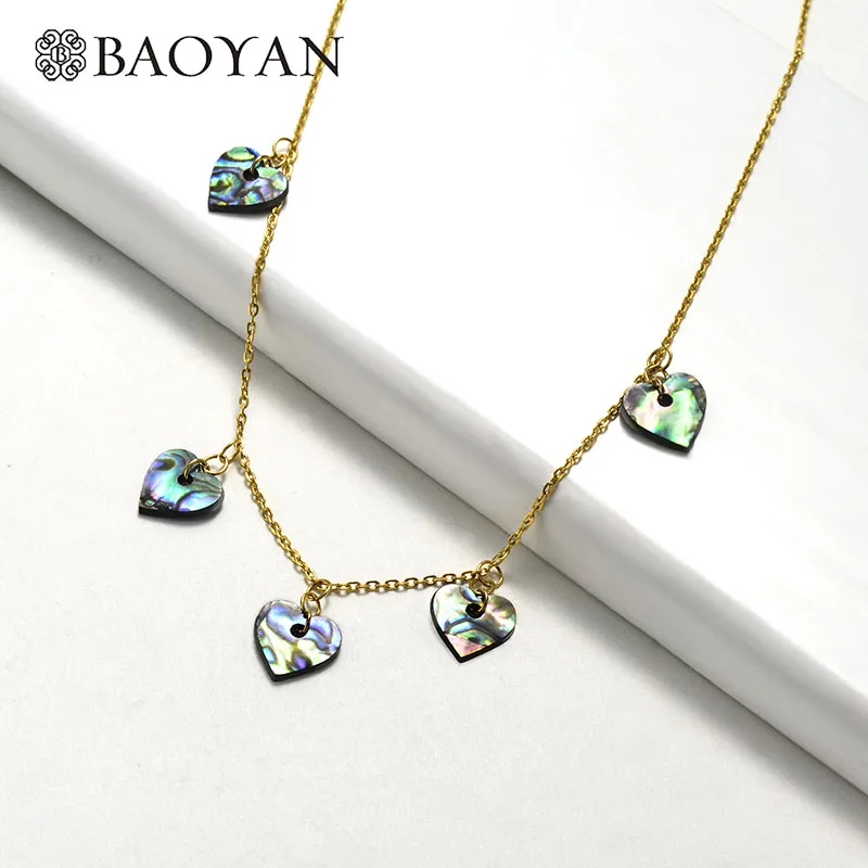 Baoyan, простое ожерелье из нержавеющей стали, модное ожерелье с кулоном, ожерелье с раковиной, уникальное золотое покрытие, длинная цепочка, ожерелье для женщин