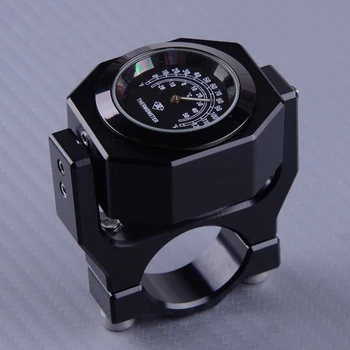 

beler 22-28mm Black Motorcycle ATV Scooter Handlebar Night View Thermometer Temperature Time Watch Clock