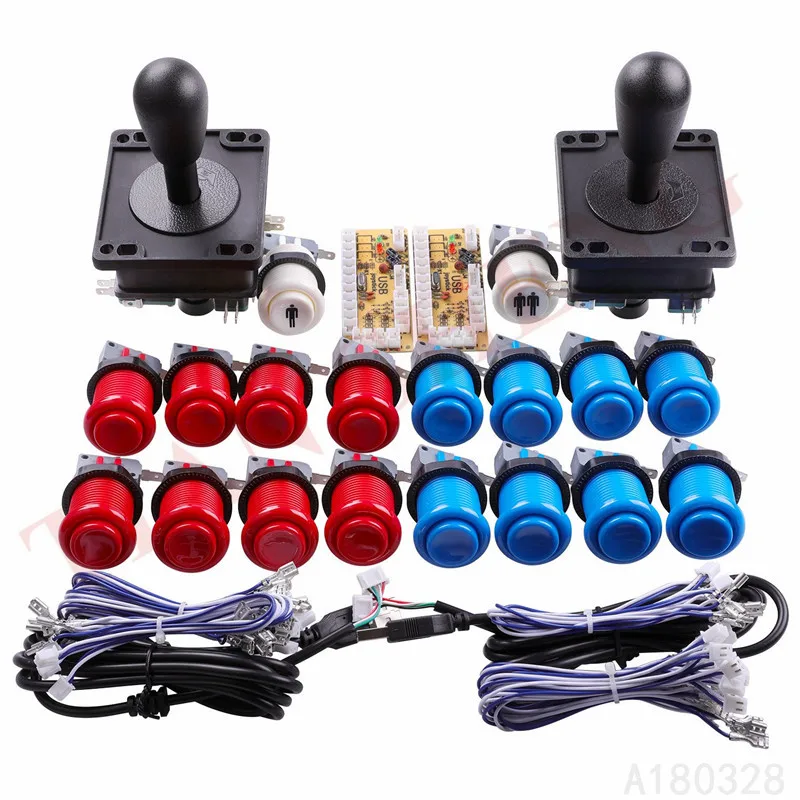Classic Arcade Game DIY Parts for Mame USB Cabinet 2xZero Delay USB Encoder+2x 8Way Arcade Joystick+18 x Happ Style push buttons
