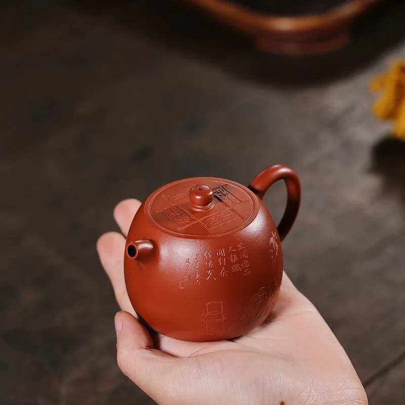 

old Zhu Ni mu, ancient well fence, all hand-made, purple clay pot, famous expert, fine tea pot, kung fu tea set, 170cc