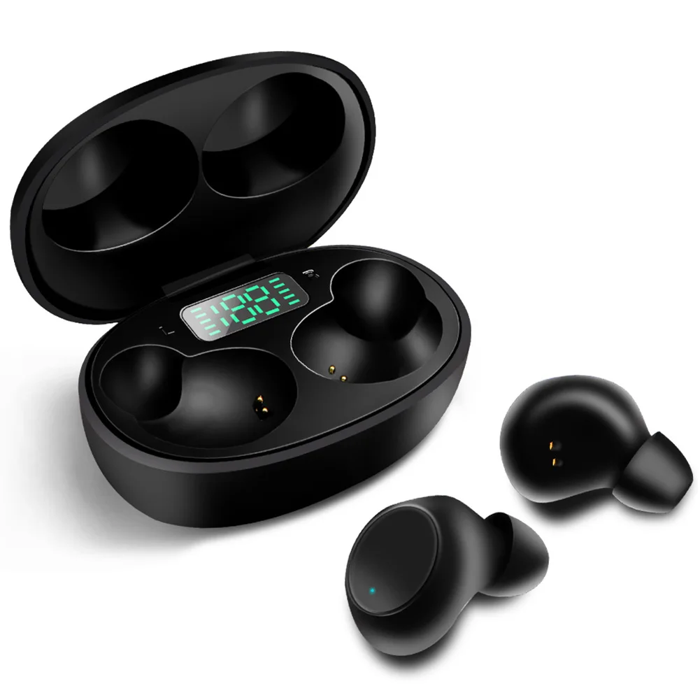 Waterproof Bluetooth 5 0 Headset with LED Display Noise Reduction Charging Box