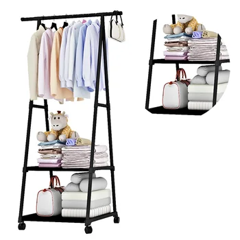 

1PC Practical Multifunctional Creative Durable Garment Rack Clothes Shelf Drying Hanger Storage Holder with Wheels for Bedroom