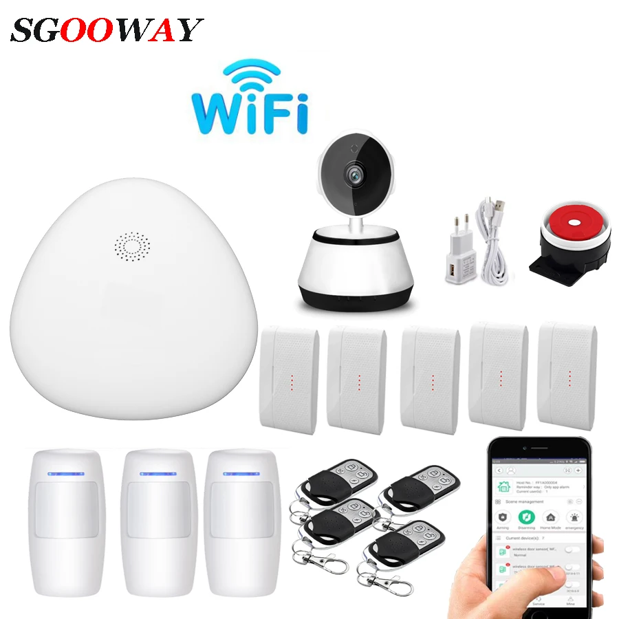 Беспроводная домашняя охранная сигнализация Sgooway EN RU поддержка языков ES Wi Fi