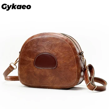 

Gykaeo Winter Soft Leather Small Round Shoulder Bags Handbags Women Famous Brands Casual Evening Clutch Messenger Bag Sac A Main