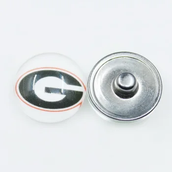 

Hot Selling 20pcs/lot US College Team Gerogia Snap Buttons For 18mm Snap Bracelet DIY Jewelry Charms