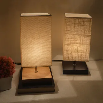 

Modern Fabric Table Lamp Wood Linen Bedside Lamp Classical Bedroom Desk Lamp Lampe De Chevet De Chambre E27 110V 220V US EU Plug