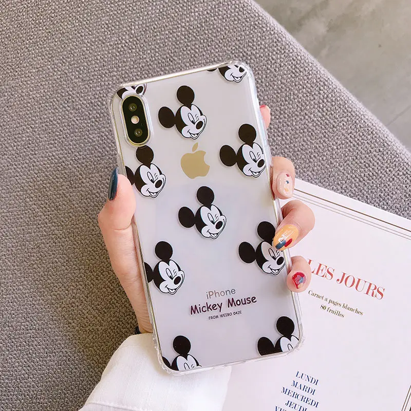 Милые прозрачные чехлы с рисунком Минни Микки для iPhone 11Pro Max 6 6s 7 8 Plus X Xs Max Xr 11 Pro мягкий чехол Fundas Capa - Цвет: 1