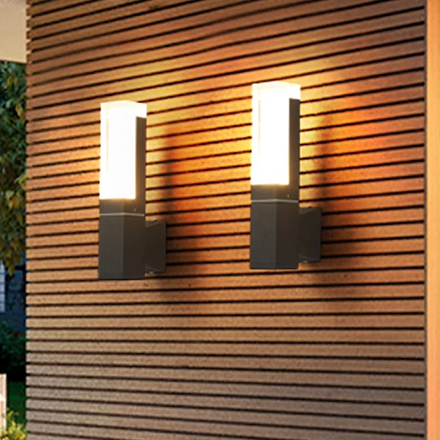

10W 15W Crystal Outdoor Waterproof LED Wall Light Aluminum Balcony Porch Wall Lamp Villa Fence Corridor Step Wall Light