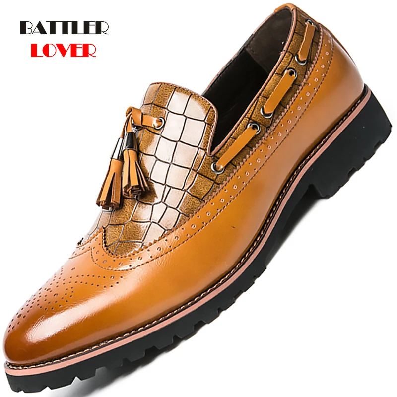 2020 New Men Brogue Dress Shoes Fashion Business Men Wedding Formal Shoes Comfortable Breathable Male Banquet Shoes