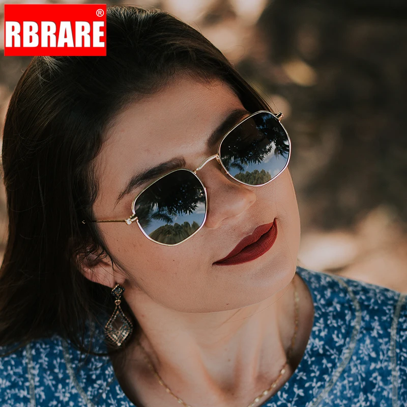RBRARE, квадратные, поляризационные солнцезащитные очки, женские, классические, зеркальные, Ретро стиль, очки для мужчин, металлическая маленькая оправа, зеркальные, уличные, для шоппинга