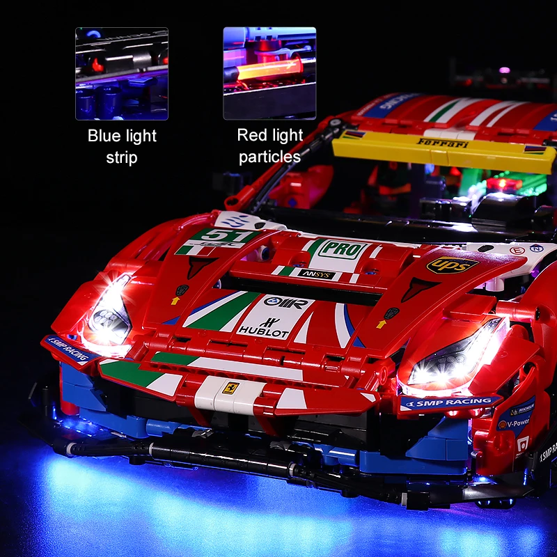 Светодиодный светильник в комплект для лего 42125 Феррари 488 GTE &quotAF Corse #51 (только том