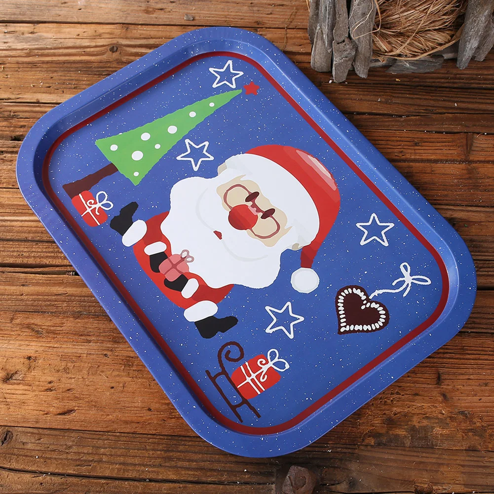 Железная коробка для хранения лотков Рождество Санта Клаус эльф Снежинка прямоугольник Еда Снэк поднос, тарелка для фруктов держатель Кухня лоток для хранения