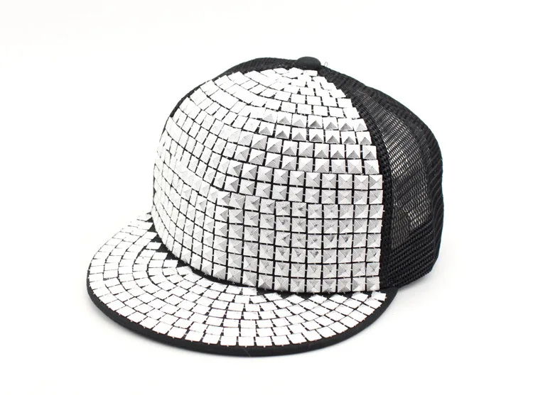 Квадратный ноготь сетки дети бейсбольная кепка s Дети GorroHiphop блёстки Snapbacks мальчиков девочек шапки черная сетчатая Кепка 50-54 см F283 - Цвет: photo color