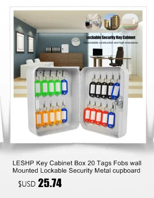LESHP ключ Шкатулка-комод 20 меток Fobs настенный запираемый Безопасный металлический шкаф Сейф для дома управление собственностью компании