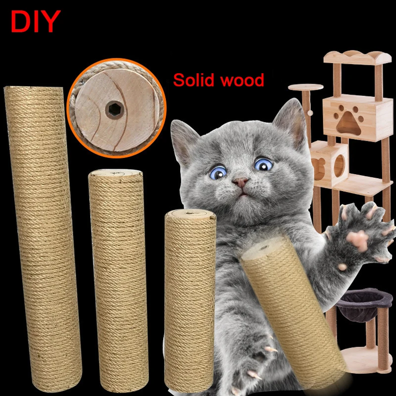 Title 1, Cat Scratching Post Cat Tree Sisal Solid Wood D...