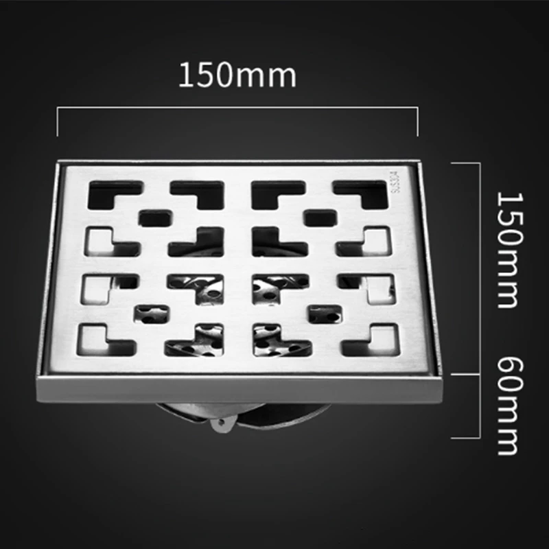 

304 Stainless Steel Bathroom Shower Floor Shower Large Floor Drains Shower Drain Cover Deodorant Floor Drain Strainer Hotel 15x1