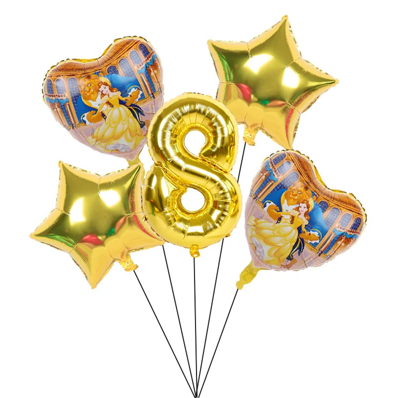 Globos de aluminio de la Bella y La Bestia, globos de helio con número de 32 pulgadas, decoración para fiesta de boda, juguetes, 18 pulgadas, 1 Juego