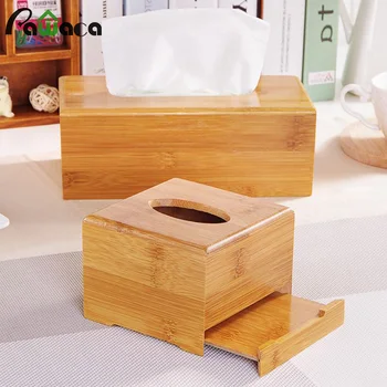 

Bamboo Rectangular Tissue Box Holder Storage Paper Box Tissue Box Cover Car Wood Napkins Holder Case Organizer Home Decoration