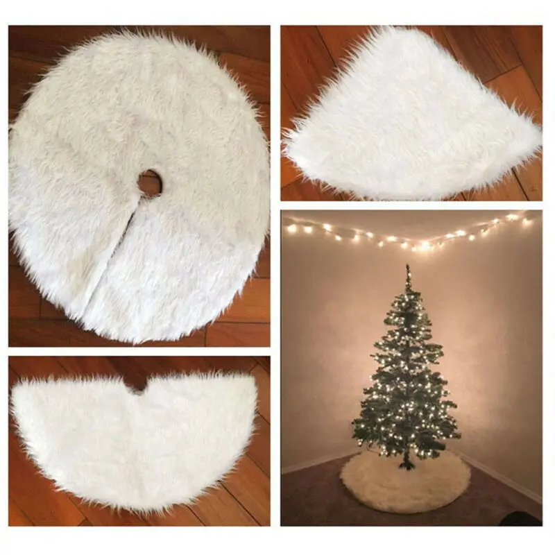 Длинные Плюшевые снежные хлопья Рождественская елка юбка база коврик покрытие вечерние украшения