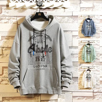 

Spring Autumn Mens Hooded Sweatshirt Loose Hoodies Long Sleeve Male Hoodie Casual Hip Hop Sportswear Printed Sweatshirts Men 176
