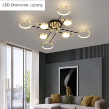 

LED Chandelier Lighting For Living Room Bedroom New Lamp Gold Frame Aluminum Dropshipping Indoor Modern Nordic Fixture Light