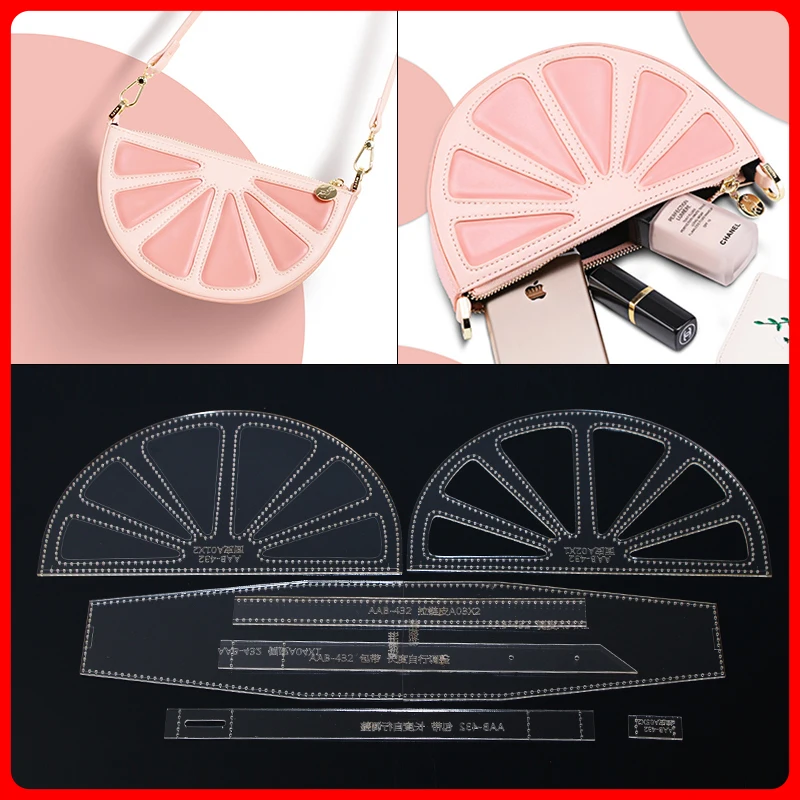 

1 set Semicircle bag Single Shoulder Messenger Bag Pattern drawing DIY hand leather acrylic template special design pattern