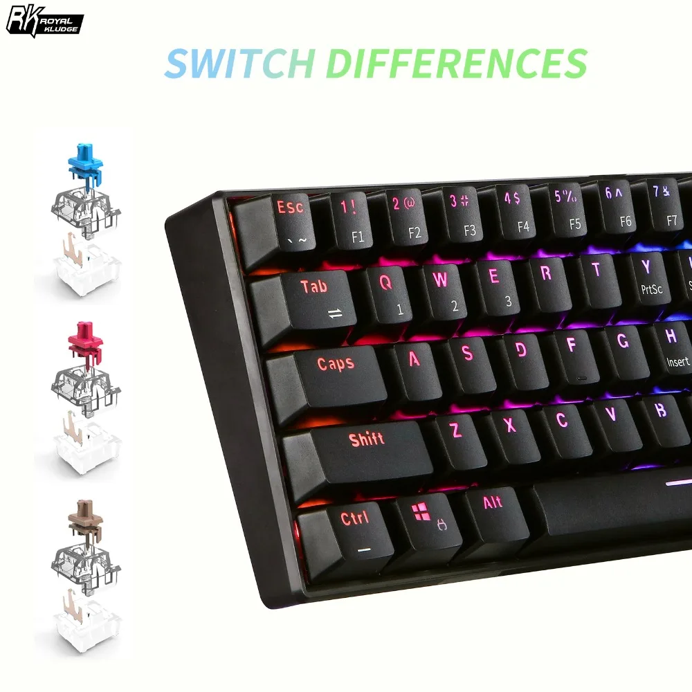 Bluetooth мини покер макет RGB механическая клавиатура rk61 игровая Беспроводная rk 61 Ключи NKRO