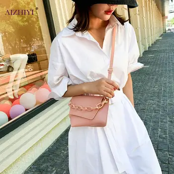 

Simple PU Leather Shoulder Bags Women Irregular Shaped Acrylic Chain Sling Pouch Fashion Exquisite Shopping Bag
