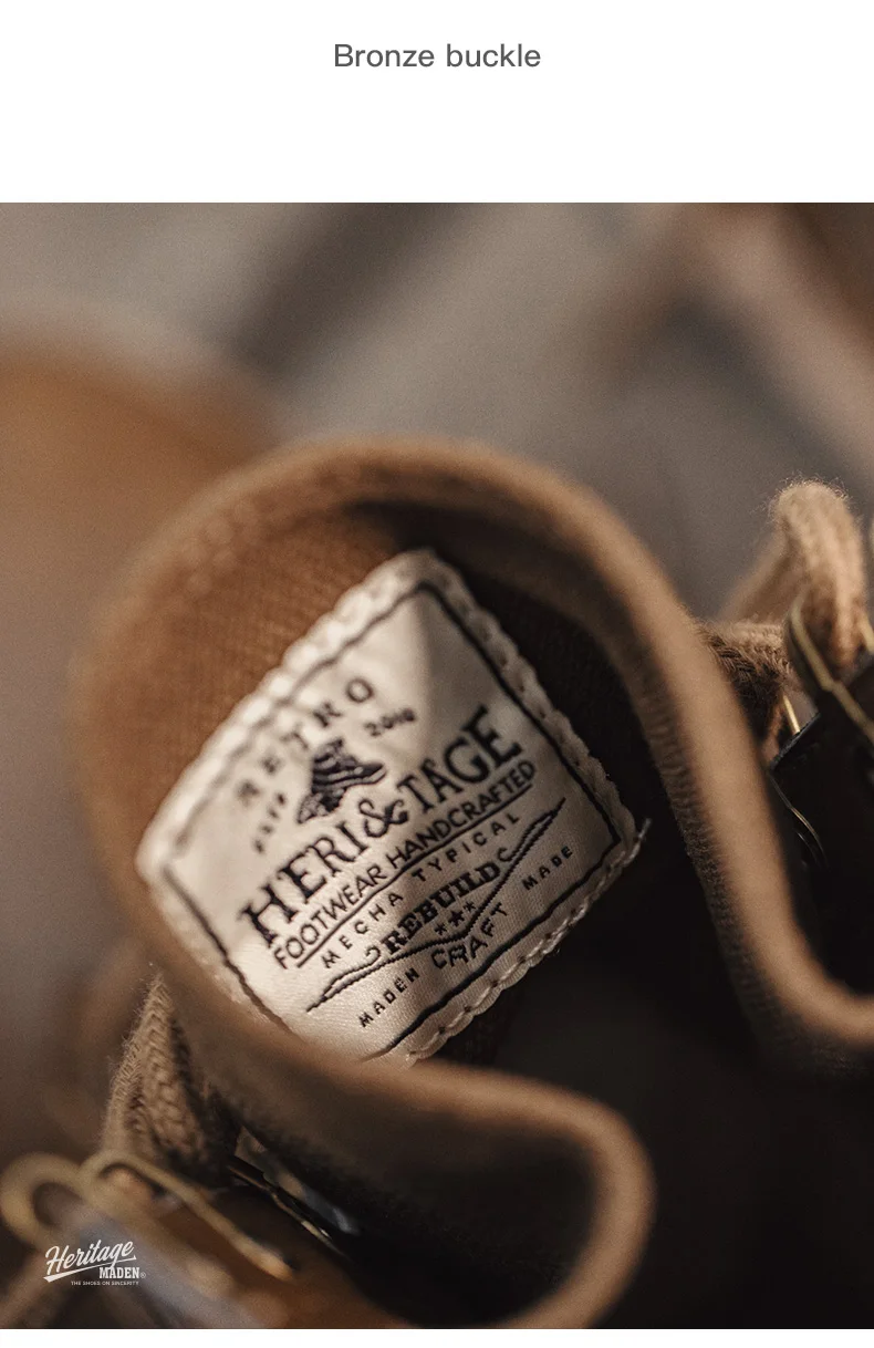 Maden Men's Genuine Leather Desert Boots Mid Retro High Street Martin Boots British Combat Boots Work & Safe Motorcycle Boot