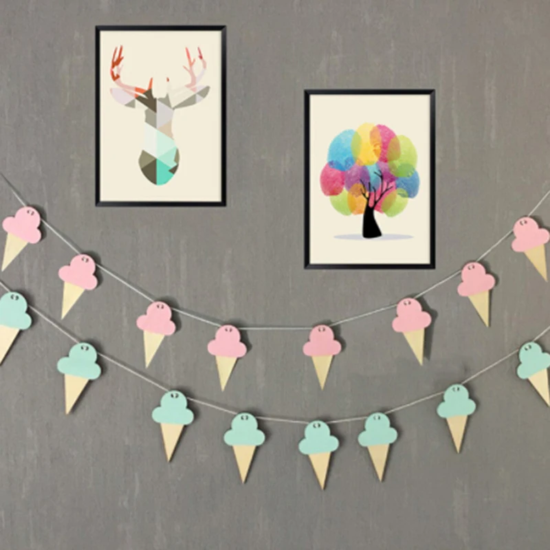 Decoration Ice Cream Woodchips Set Diy Wood Banner Bed Background