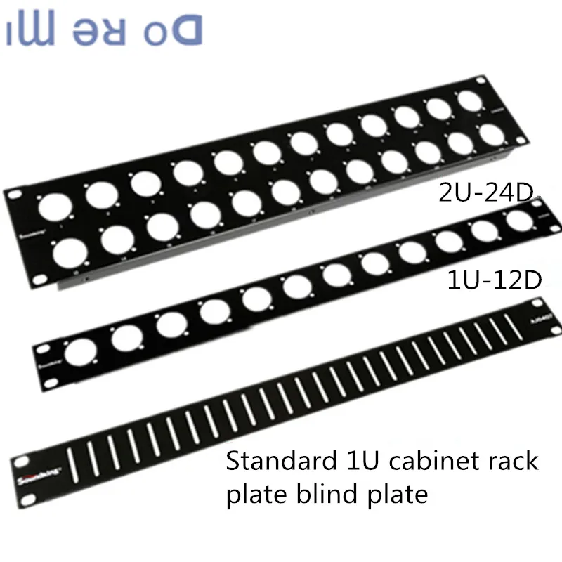 

2pcs/lot High quality Wholesale 19 inch 12 24 Port/Way/Hole 1U 2U 19" Rack XLR Patch Panel for Mount D-Type Connectors