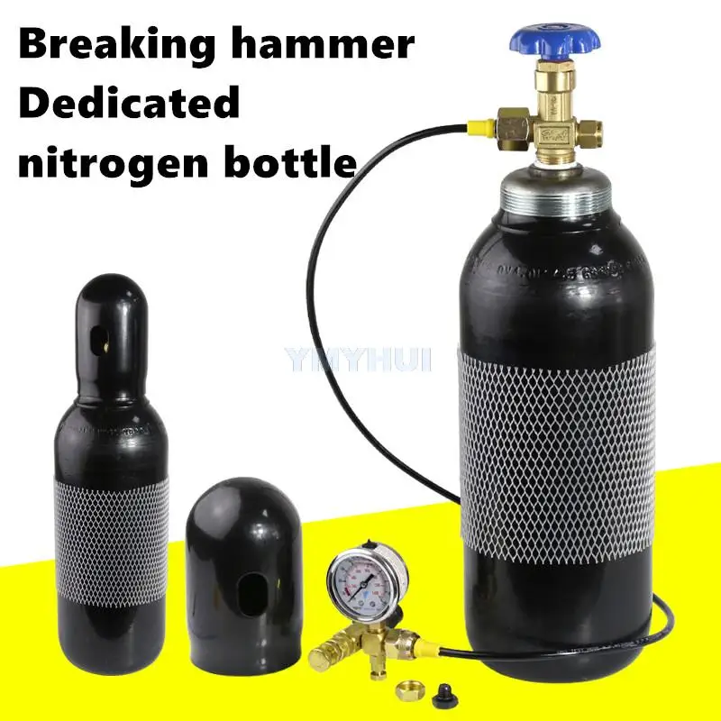 Nitrogen Cylinder for Excavator Breaker Gun Head 4L 8L Inflatable Steel Cylinder Nitrogen Meter High Quality Valve