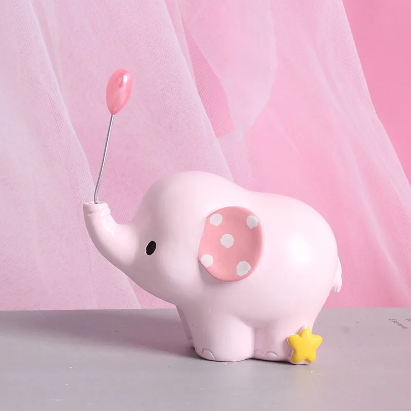 1pcs pink 1 шт. милый слон дети день рождения, детский душ Единорог принцесса вечерние украшения Свадебный торт Топпер украшения инструменты - Цвет: 1pcs pink