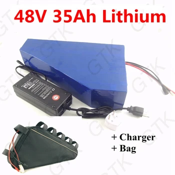 

Lithium battery triangle 48v 35ah lithium ion battery pack with bag for 1000w 2000w electric bike bicycles golf car tricycle
