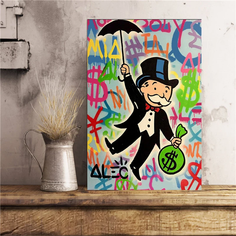 

Alec Monopolies Riding Money Pop Art Canvas Painting Print Bedroom Home Decoration Modern Wall Art Oil Painting Poster Pictures