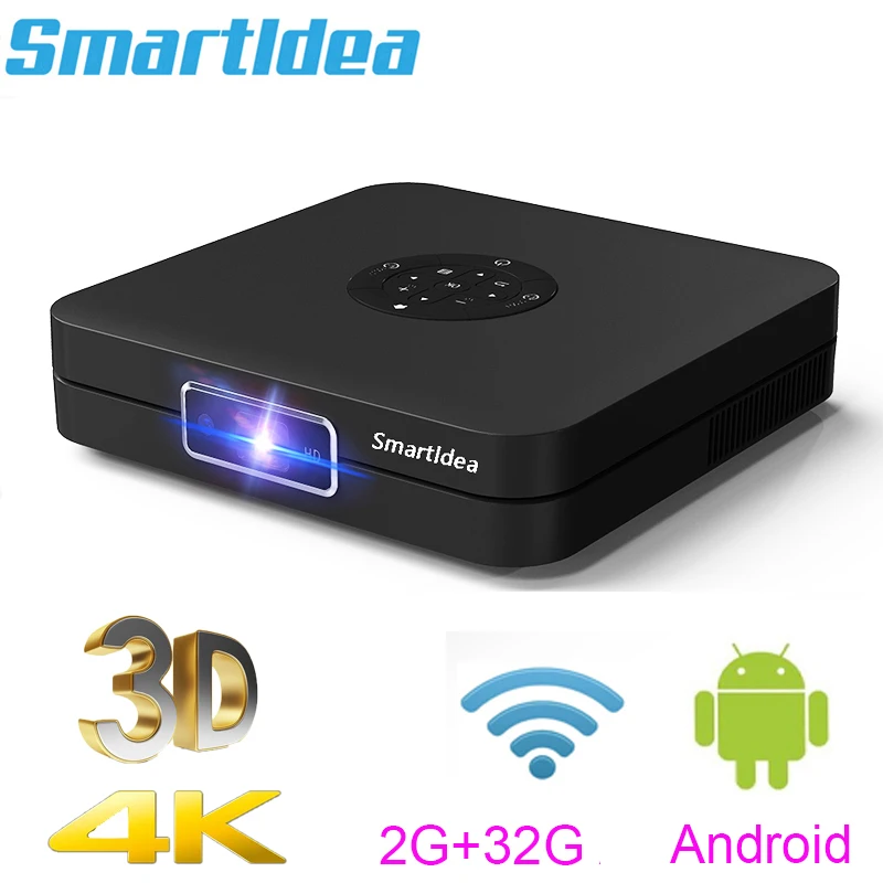 Светодиодный проектор Smartldea K1 android 2 Гб ОЗУ 32 ПЗУ 4K 3D|Проекторы для домашнего