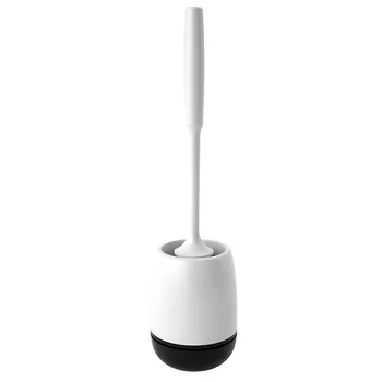 

Toilet Brush and Holder Set Soft Silicone Bristle Toilet Bowl Brush Compact Wall Mounted Long Handle Toilet Brush