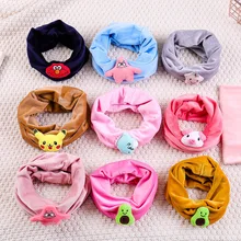 Зимний Детский двойной утепленный теплый фланелевый шарф для девочек и мальчиков, шарф с круглым воротником, детские шарфы с героями мультфильмов B053