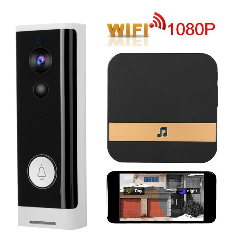 

1*Doorbell+1*Dingdong Machine Home Alarm Wireless Intercom Smart Wifi Doorbell Mobile Phone Remote Video