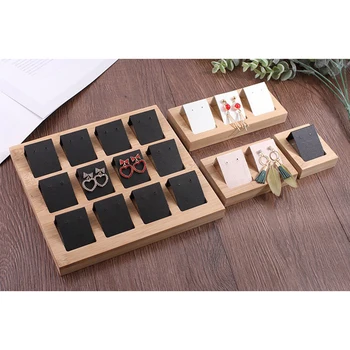 

12pcs Paper Jewelry Earrings Display Cards with Wooden Tray Showcases