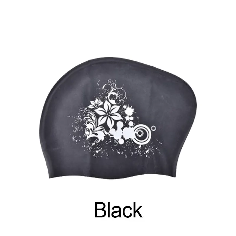 Новинка, силиконовая шапочка для плаванья для длинных волос, женские водонепроницаемые купальные шапочки, Дамская шапка с капюшоном для дайвинга, Garras Natacion Casquette - Цвет: Черный