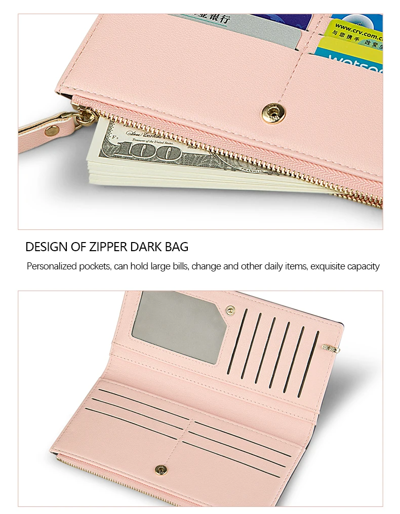 Модный женский длинный кошелек, вместительные кошельки из ПУ кожи, женские кошельки и кошельки на молнии, держатель для карт, клатч, сумка для денег